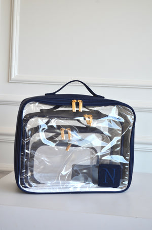 Kit Cristal Linho Marinho bordado inicial N OUTLET