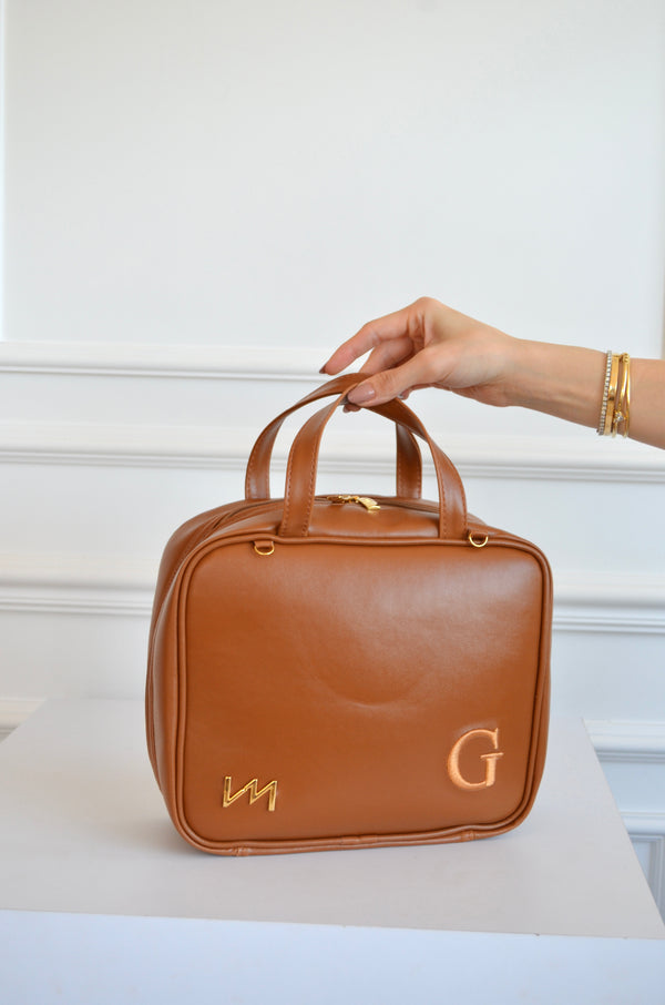 Frasqueira Térmica caramelo Lisa bordado inicial G OUTLET