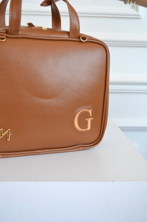 Frasqueira Térmica caramelo Lisa bordado inicial G OUTLET