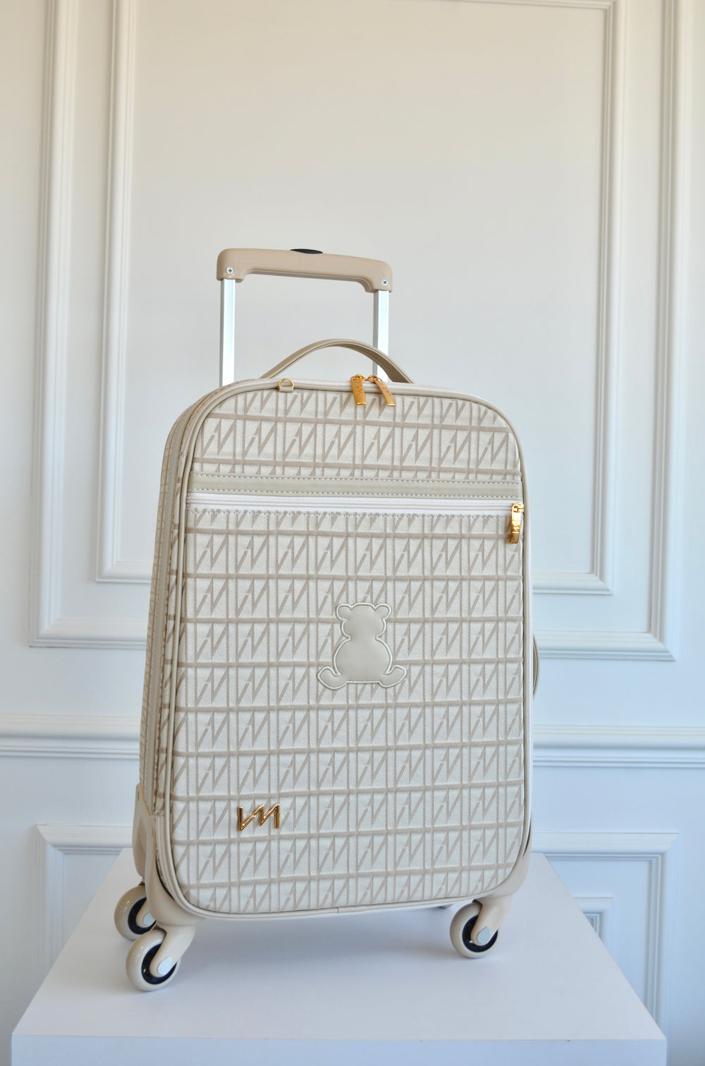 Mala de Rodinhas Origem Bege bordado urso OUTLET