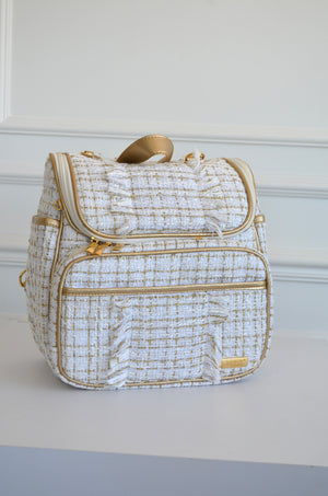 Mochila 2 em 1 Tweed bege com dourado sem bordado OUTLET