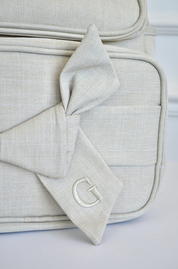 Mochila 2 em 1 Nós BEGE bordado inicial G OUTLET