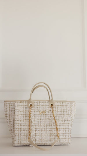 Bolsa Maternidade Cloé Tweed Bege