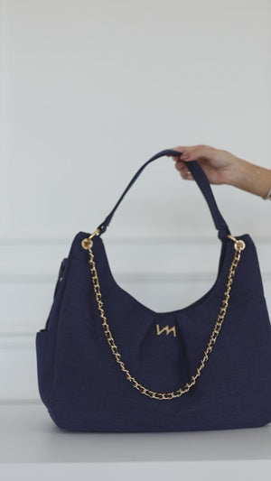 Kit Bolsas Maternidade Nós Marinho - Mala de rodinhas, Bolsa Madeleine, Frasqueira Térmica e Kit Porta Documentos.