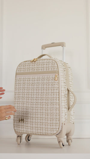 Mala maternidade de Rodinhas Tweed Bege