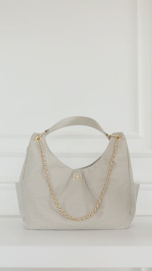 Bolsa Madeleine Linho Bege - Pronta Entrega